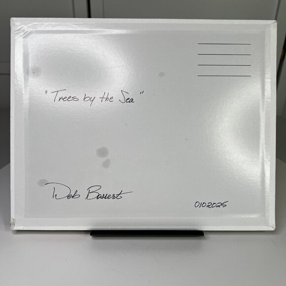 Original 8"x10" Acrylic Coastal Landscape Painting "Trees By The Sea" - Picture 7 of 7